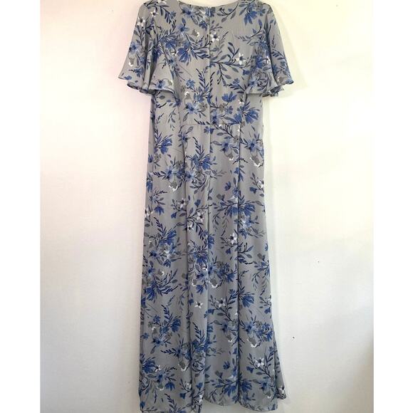 Coldwater Creek Grey and Blue Floral Maxi Dress Size 10 - Picture 6 of 8